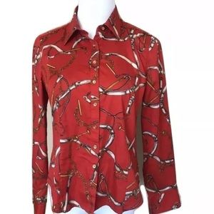 Talbots Equestrian Button Up 16P Stretch Blouse